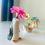 Mini penguin clay vase